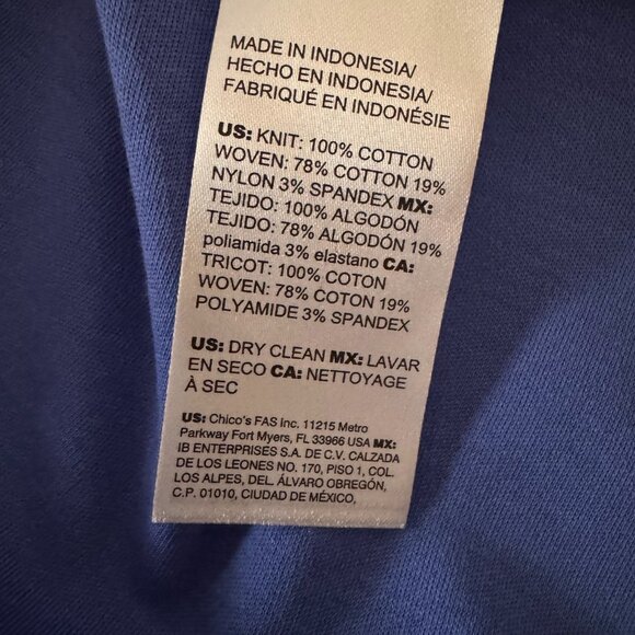 Chicos Colorblock Asymmetrical Maxi Dress Size 3 Cotton Poplin Nautical Blue - Picture 7 of 7